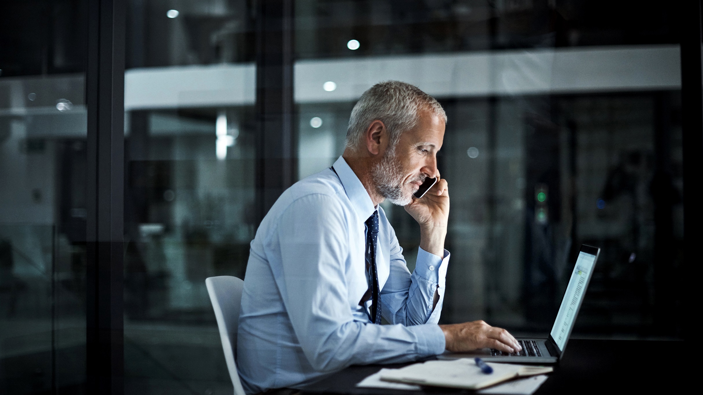 Man looking at the laptop
